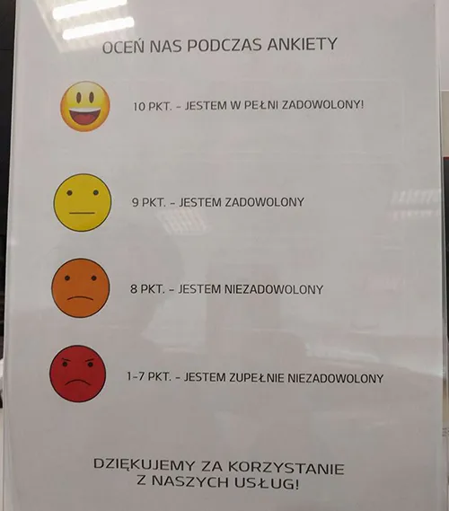 Przykład błędnej instrukcji w badaniu NPS