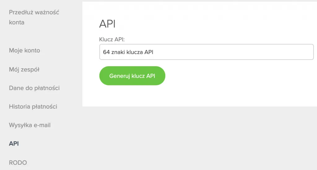 Generowanie klucza API w serwisie Interankiety