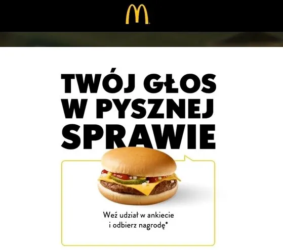 Reklama zachęcająca do wzięcia udziału w ankiecie McDonald's
