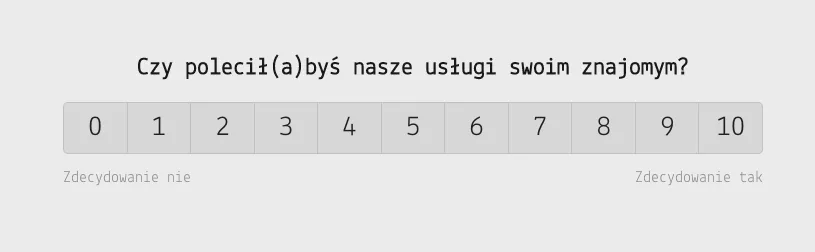 Pytanie NPS w skali od 0 do 10