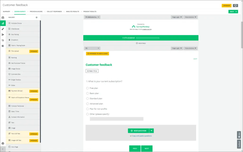 Edytor ankiet SurveyMonkey
