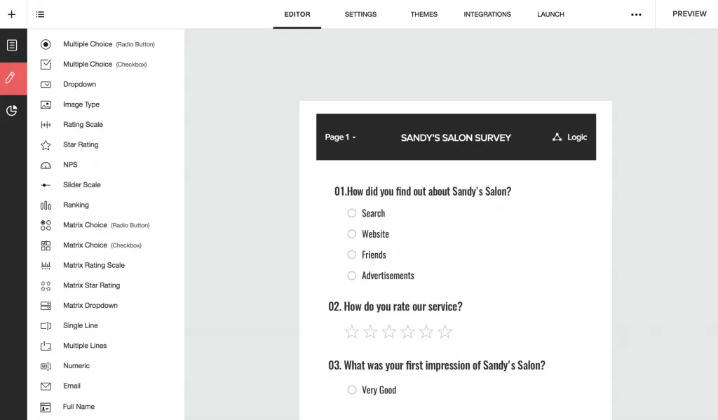Edytor ankiet Zoho Survey