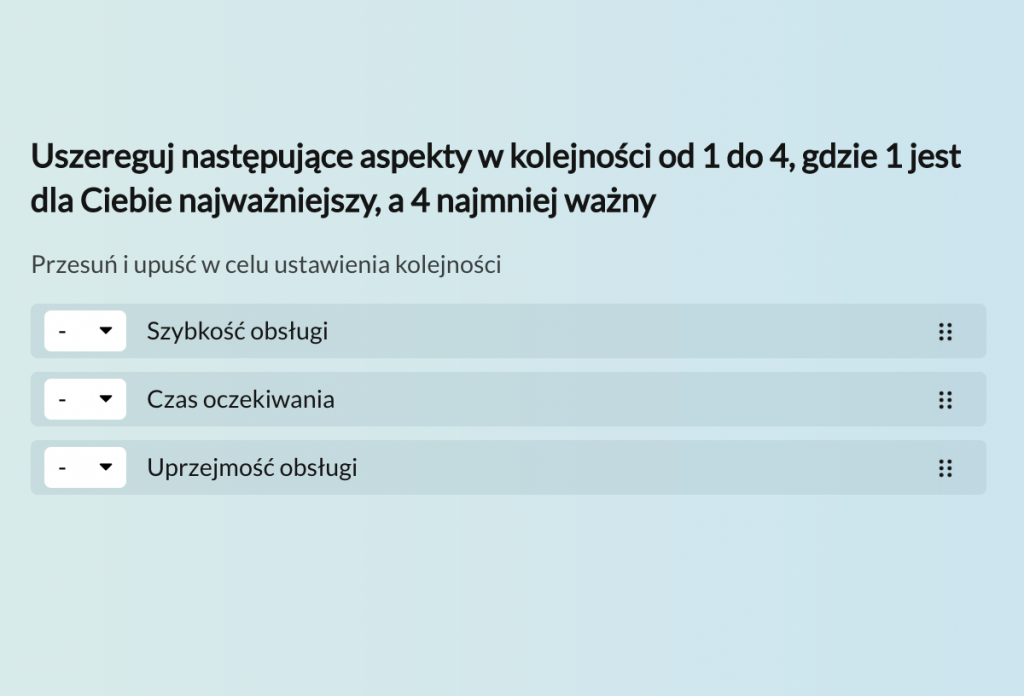 Zastosowanie pytania Ranking w ankiecie