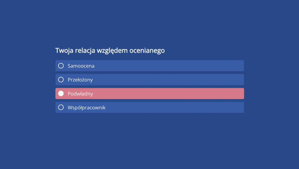 Przykład pytania w ankiecie oceny 360 stopni